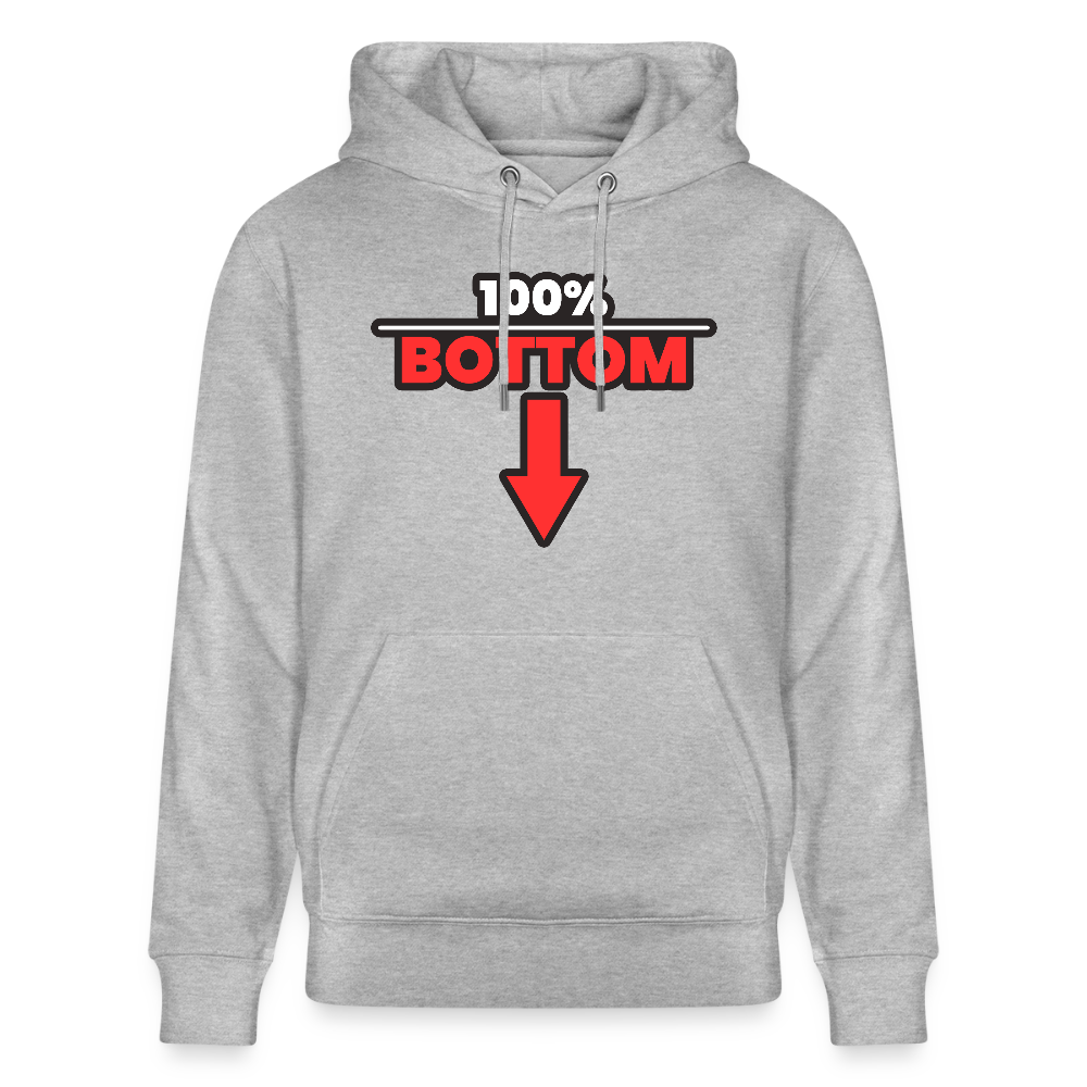 100% BOTTOM [PFEIL] | Kink Fetish Pride Bio-Hoodie Unisex - Grau meliert