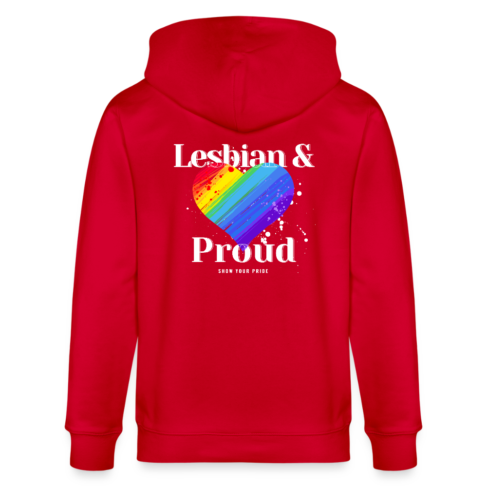 Lesbian & Proud | Pride Bio-Kapuzenjacke Unisex - Rot