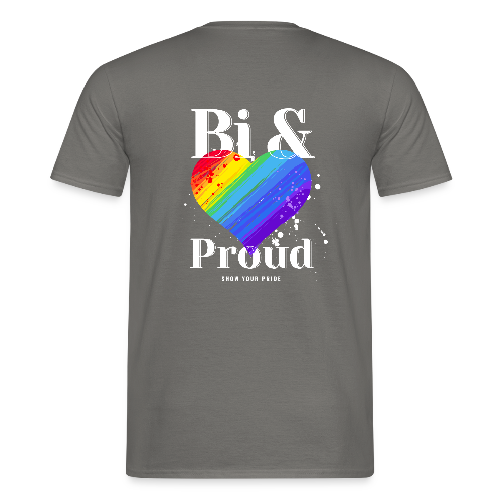 Bi & Proud | Regenbogenherz Pride T-Shirt - Graphit