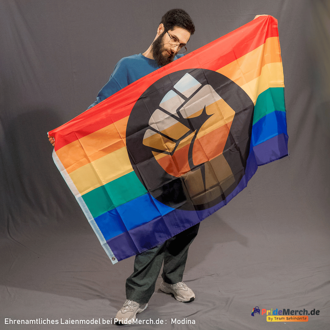 Regenbogen POC Power / People of Color Pride Flag - PrideMerch.de - Team Behinderte im Queer Cities e.V.