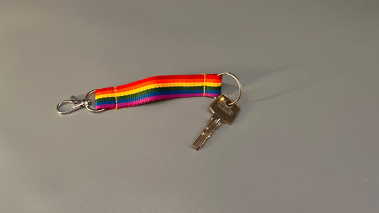 Regenbogen Schlüsselband, kurz, mit Karabinerhaken