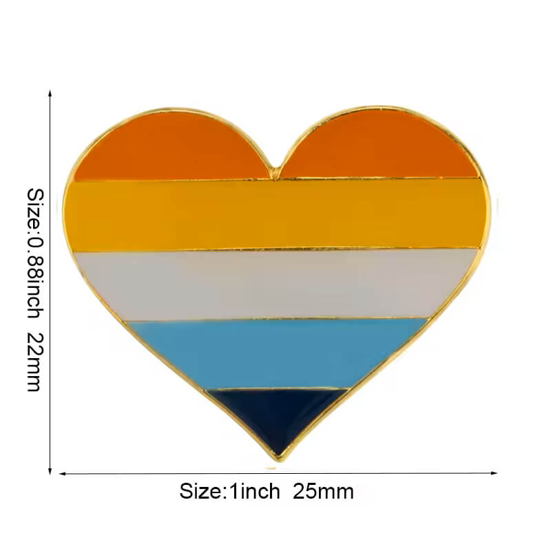 LGBTIQ+ Emaille-Pin Herzform | Pride Anstecknadel für Rucksack & Revers