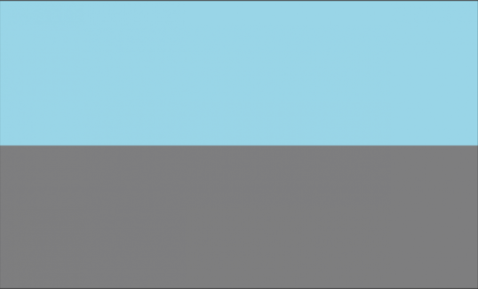 Digitale Grafik der autosexuellen Pride-Flagge, bestehend aus zwei gleich großen horizontalen Streifen. Der obere Streifen ist hellblau, der untere Streifen ist mittelgrau.