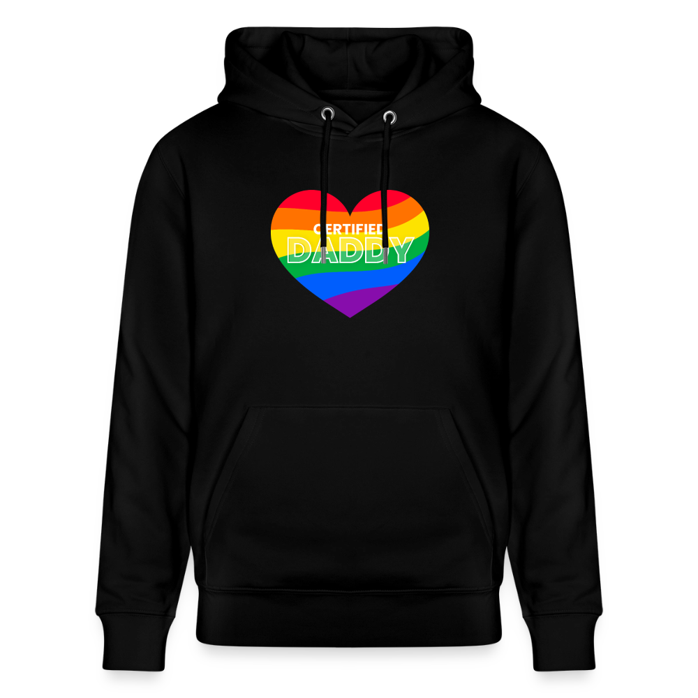 Schwarzes Bio-Hoodie mit farbenfrohem CERTIFIED DADDY Design – zeitloser Klassiker