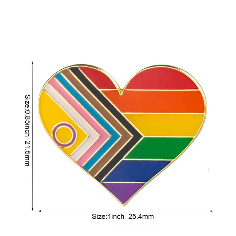 LGBTIQ+ Emaille-Pin Herzform | Pride Anstecknadel für Rucksack & Revers
