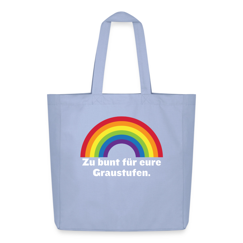 Himmelblaue (Sky) Canvas Tote Bag im Pride-Design, freigestellt für klare Sicht aufs Motiv