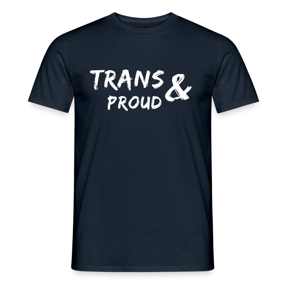 Marineblaues T-Shirt in flacher Ansicht ohne störenden Hintergrund. Ein wertiges Statement-Shirt, das die Balance zwischen minimalistischer Ästhetik und tiefgründigem, politischem Aktivismus hält.