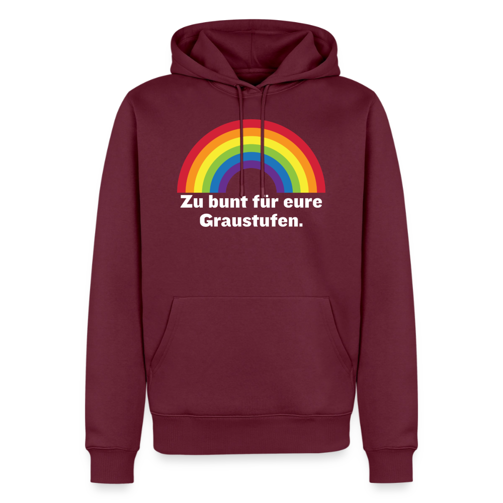 Regenbogen Statement Hoodie in Burgunderrot – hochwertiges PrideLAB Design gegen Monotonie