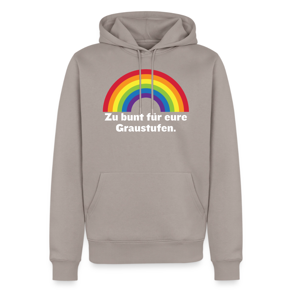 Zu bunt für eure Graustufen Pride Hoodie in der Farbe Taupe mit farbigem Regenbogen-Motiv